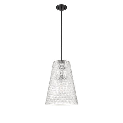 Millennium Lighting Saben 1Lt Pendant, Black/Rattan Lattice Clear