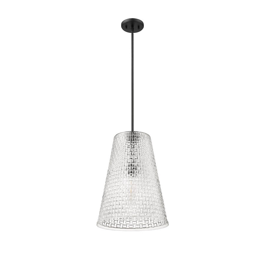 Millennium Lighting Saben 1Lt Pendant, Black/Rattan Lattice Clear