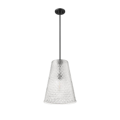 Millennium Lighting Saben 1Lt Pendant, Black/Rattan Lattice Clear