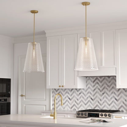 Millennium Lighting Saben 1Lt Pendant, Gold/Rattan Lattice Clear
