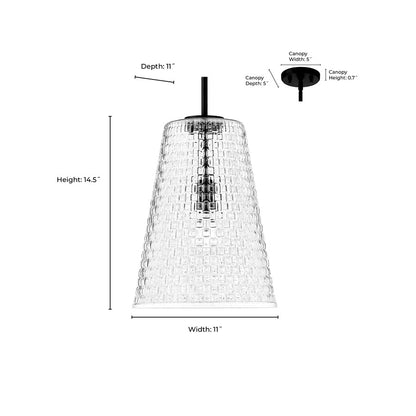 Millennium Lighting Saben 1Lt 15" Pendant, Black