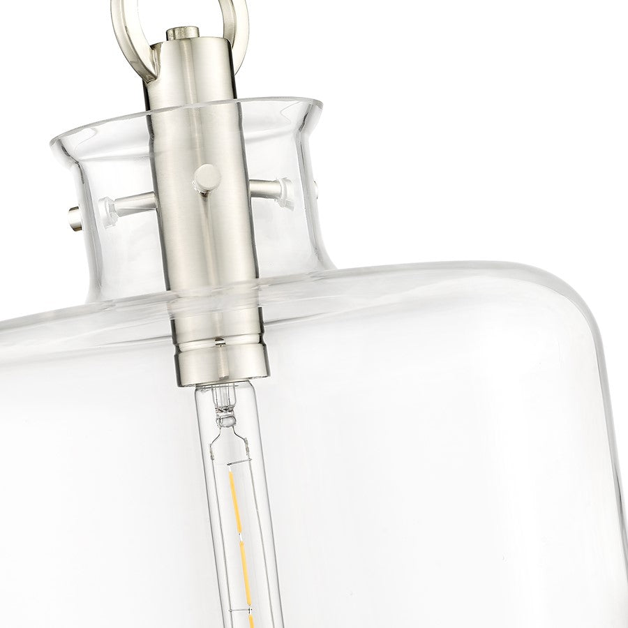 Millennium Lighting Hayloft 1Lt Pendant, Brushed Nickel/Clear