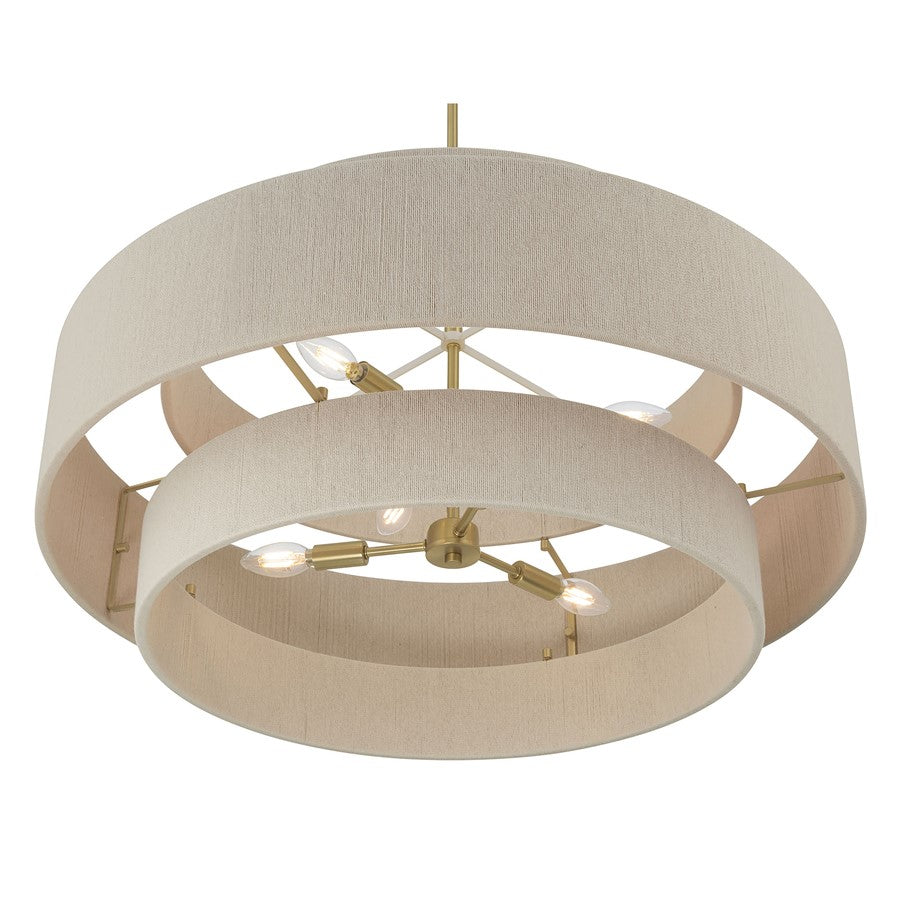 Millennium Lighting Helbert 6 Light Pendant, Vintage Brass