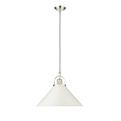 Millennium Lighting Artistan 1Lt Pendant, Nickel/White/Steel - 20901-PN-MW