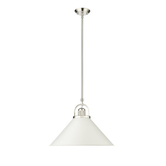 Millennium Lighting Artistan 1Lt Pendant, Nickel/White/Steel - 20901-PN-MW
