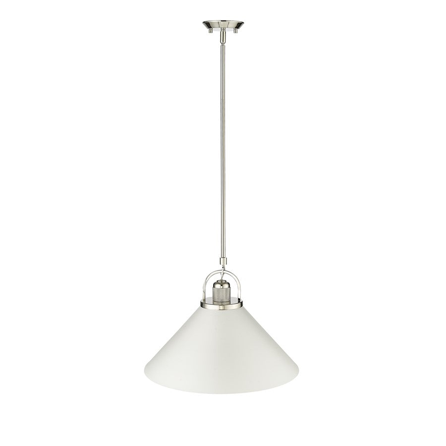 Millennium Lighting Artistan 1Lt Pendant, Nickel/White/Steel