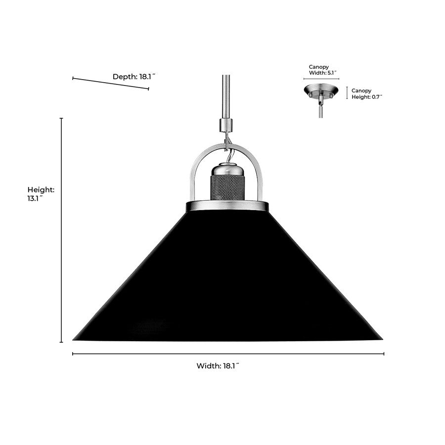 Millennium Lighting Artistan 1Lt Pendant, Brass/Black/Steel