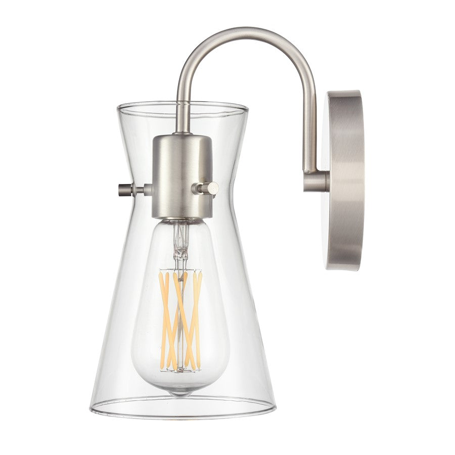 Millennium Lighting Camellia 1Lt 5" Wall Sconce, Brushed Nickel/Clear