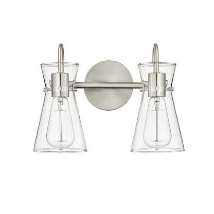 Millennium Lighting Camellia 2Lt Vanity, Brushed Nickel/Clear - 21002-BN