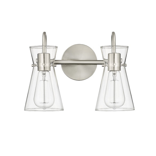 Millennium Lighting Camellia 2Lt Vanity, Brushed Nickel/Clear - 21002-BN