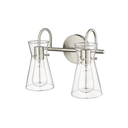 Millennium Lighting Camellia 2Lt Vanity, Brushed Nickel/Clear