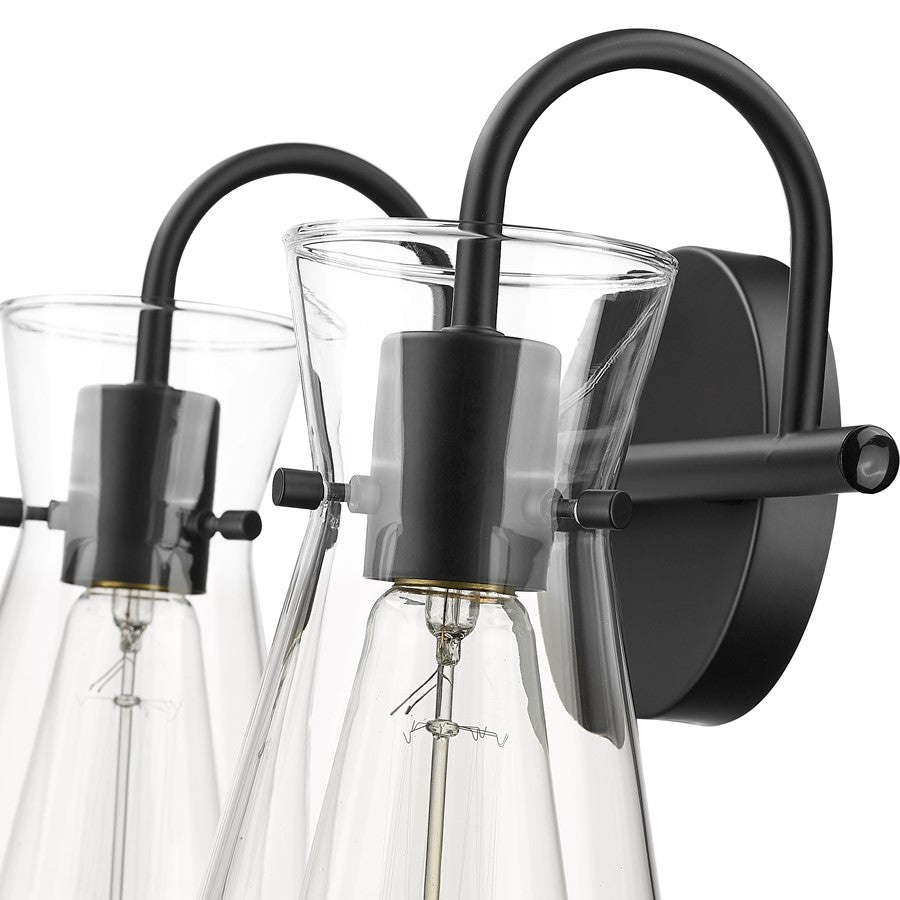 Millennium Lighting Camellia 2Lt Vanity, Black/Clear