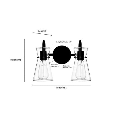 Millennium Lighting Camellia 2Lt Vanity, Black/Clear
