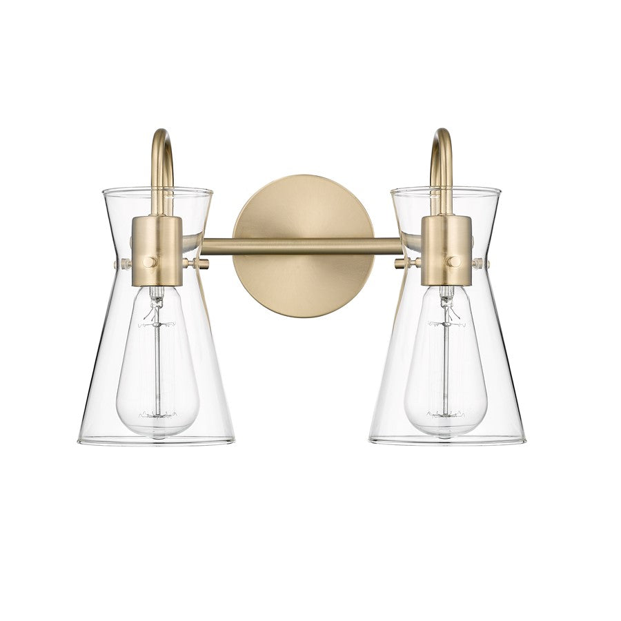 Millennium Lighting Camellia 2Lt Vanity, Modern Gold/Clear - 21002-MG