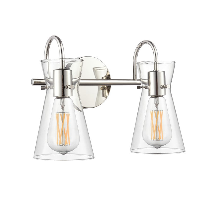 Millennium Lighting Camellia 2Lt 14" Vanity, Polished Nickel/Clear - 21002-PN