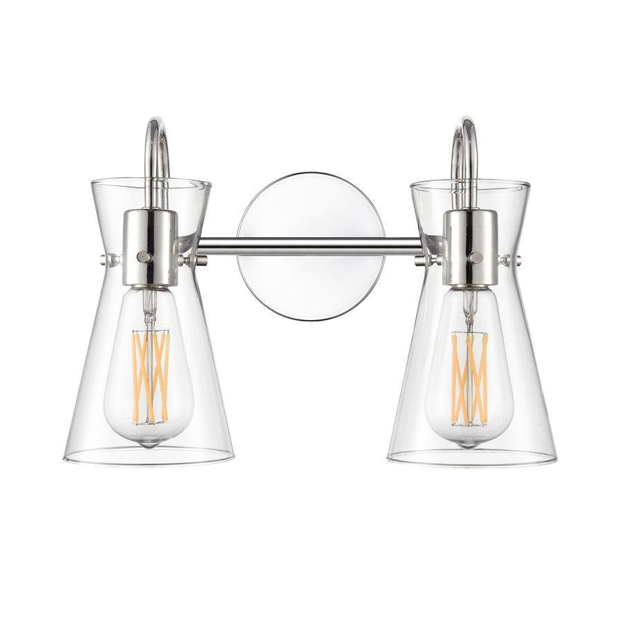 Millennium Lighting Camellia 2Lt 14" Vanity, Polished Nickel/Clear