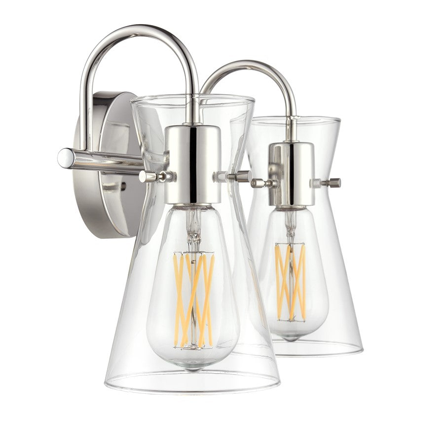 Millennium Lighting Camellia 2Lt 14" Vanity, Polished Nickel/Clear