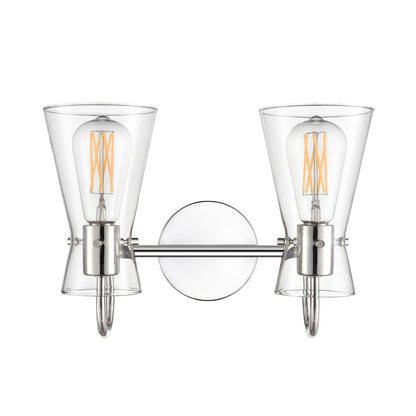 Millennium Lighting Camellia 2Lt 14" Vanity, Polished Nickel/Clear