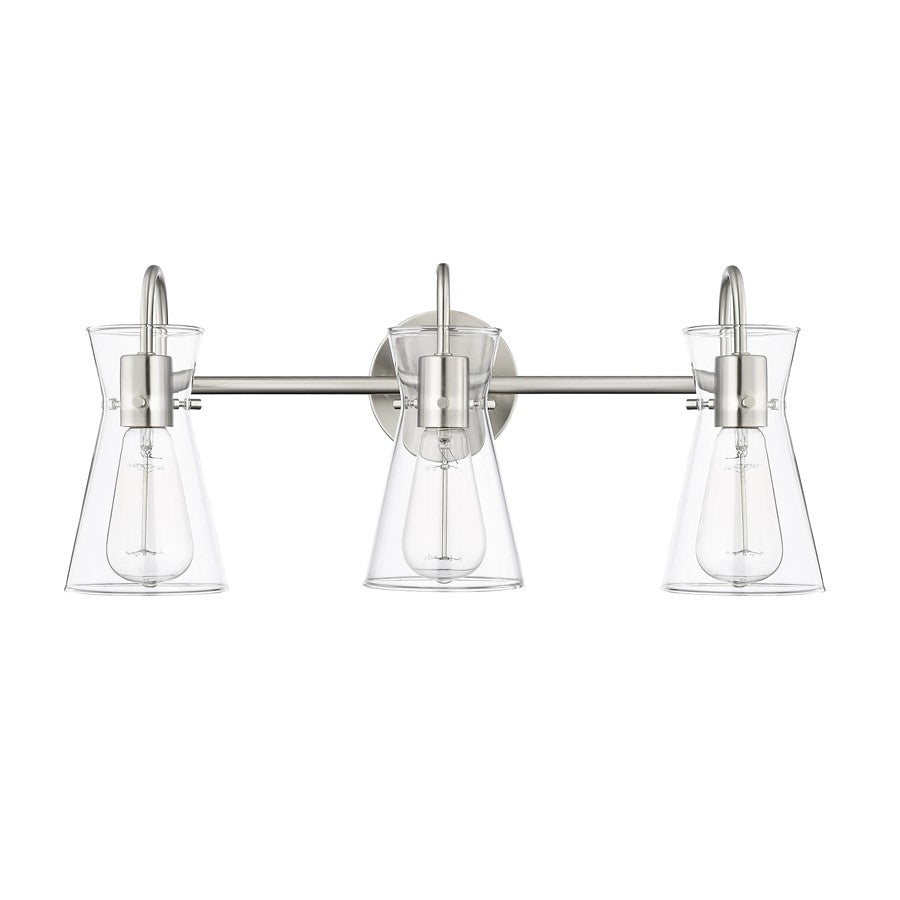 Millennium Lighting Camellia 3Lt Vanity, Brushed Nickel/Clear - 21003-BN