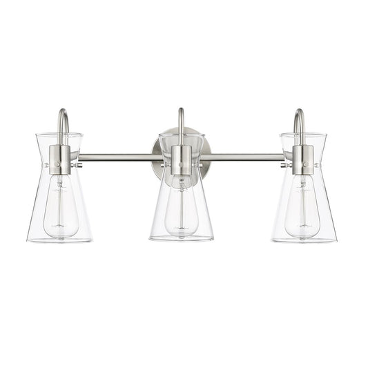 Millennium Lighting Camellia 3Lt Vanity, Brushed Nickel/Clear - 21003-BN