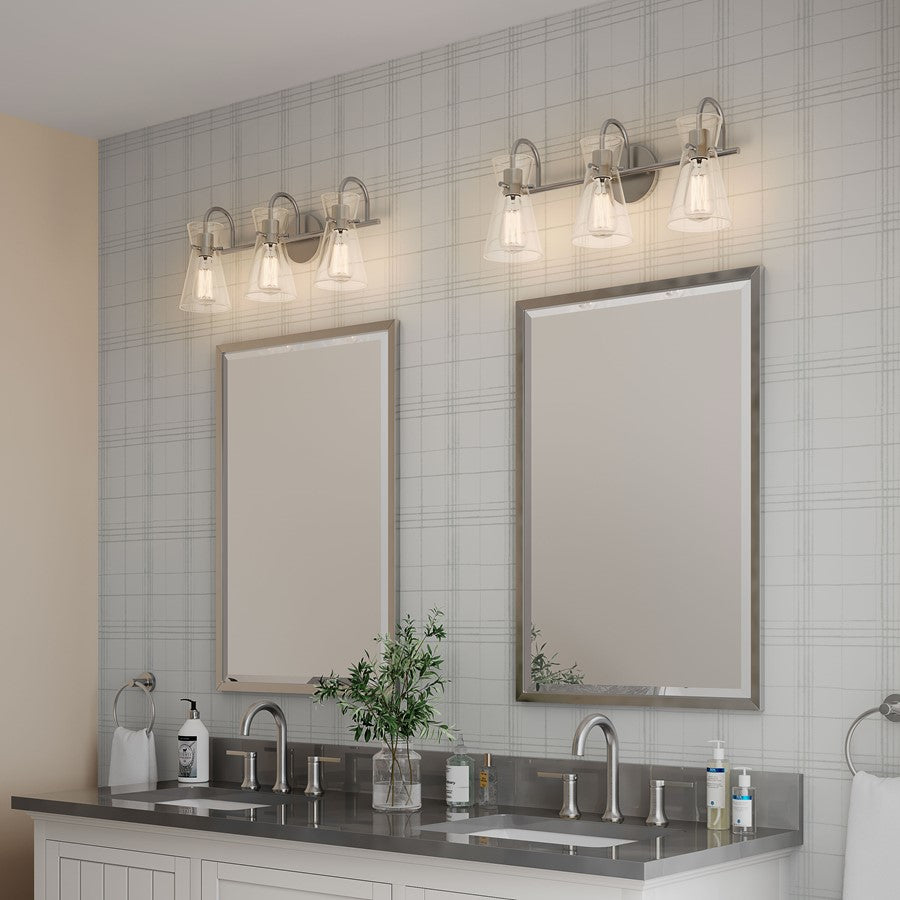 Millennium Lighting Camellia 3Lt Vanity, Brushed Nickel/Clear