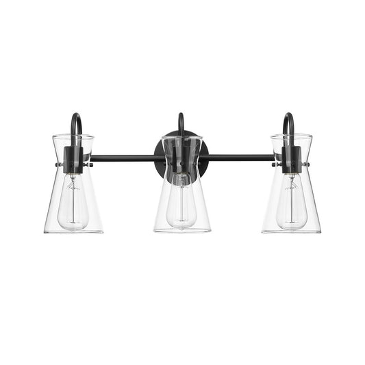 Millennium Lighting Camellia 3Lt Vanity, Black/Clear - 21003-MB