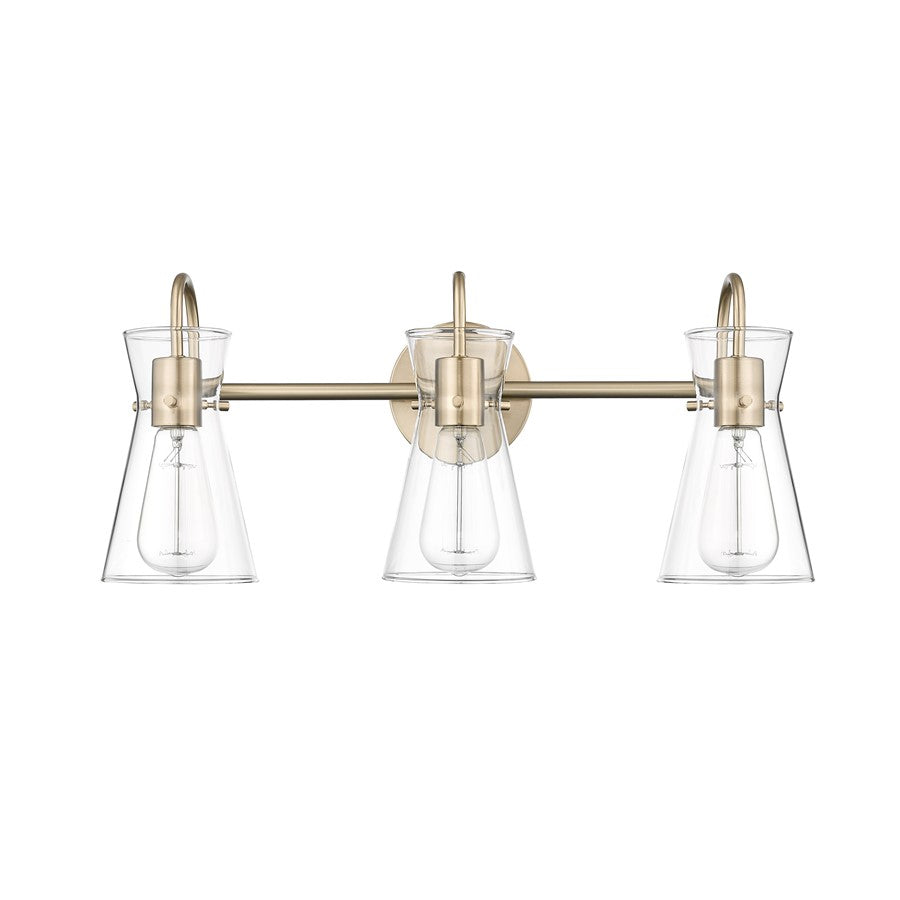 Millennium Lighting Camellia 3Lt Vanity, Modern Gold/Clear - 21003-MG