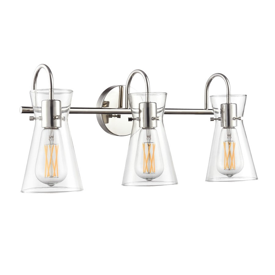 Millennium Lighting Camellia 3Lt 22" Vanity, Polished Nickel/Clear - 21003-PN