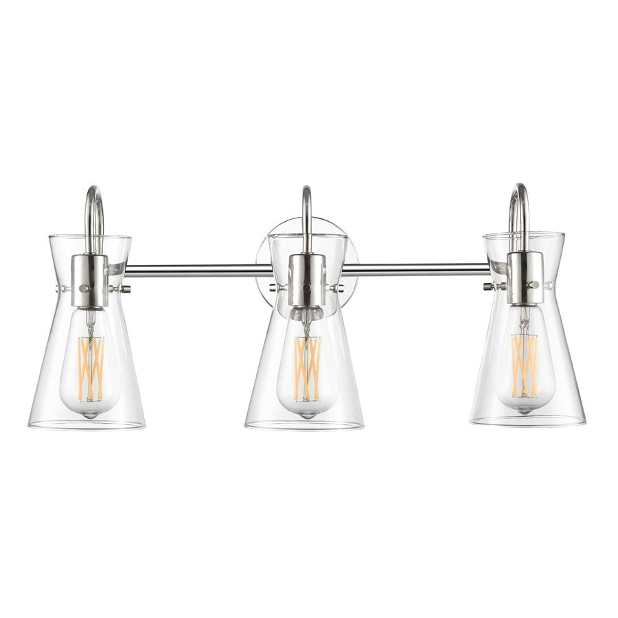 Millennium Lighting Camellia 3Lt 22" Vanity, Polished Nickel/Clear