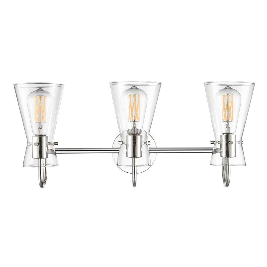 Millennium Lighting Camellia 3Lt 22" Vanity, Polished Nickel/Clear
