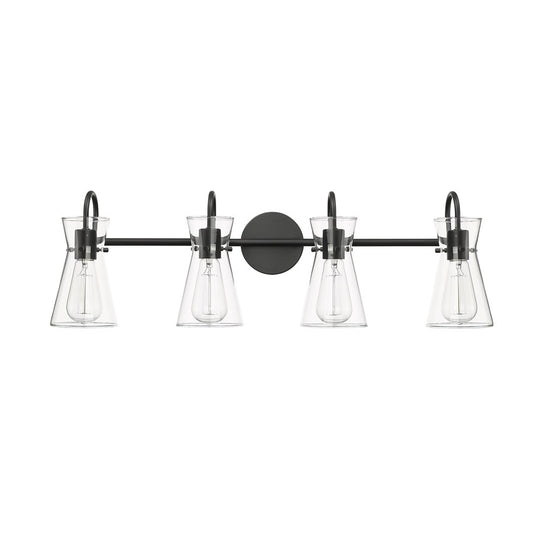 Millennium Lighting Camellia 4Lt Vanity, Black/Clear - 21004-MB