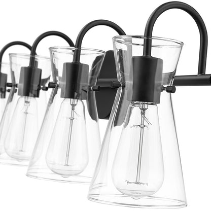 Millennium Lighting Camellia 4Lt Vanity, Black/Clear