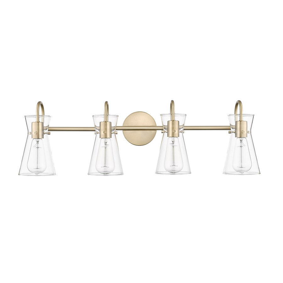 Millennium Lighting Camellia 4Lt Vanity, Modern Gold/Clear - 21004-MG