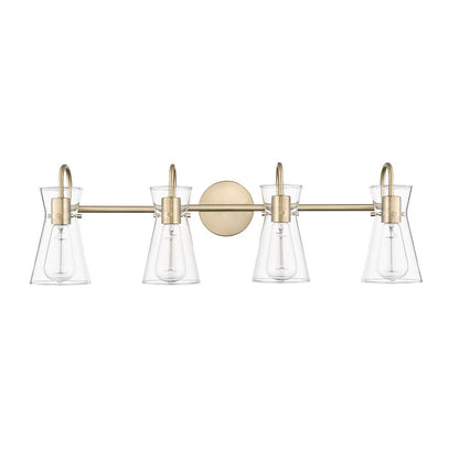 Millennium Lighting Camellia 4Lt Vanity, Modern Gold/Clear - 21004-MG