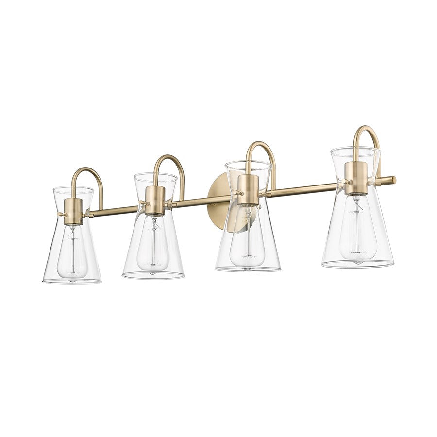 Millennium Lighting Camellia 4Lt Vanity, Modern Gold/Clear