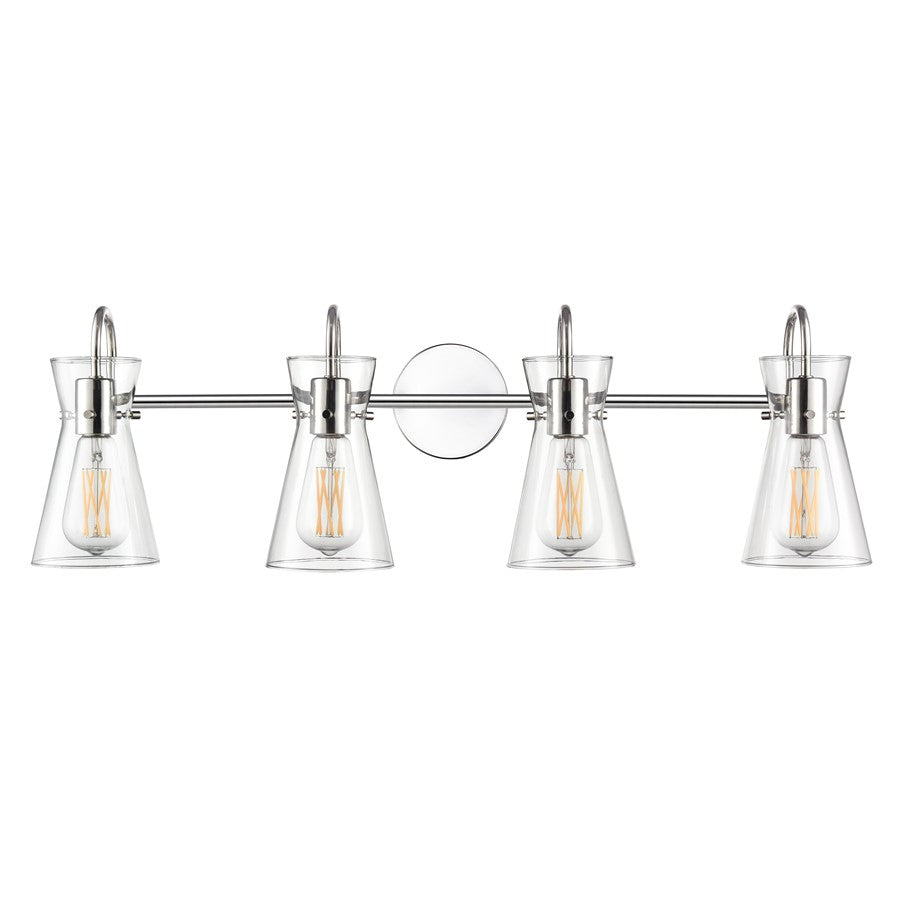 Millennium Lighting Camellia 4Lt 31" Vanity, Polished Nickel/Clear