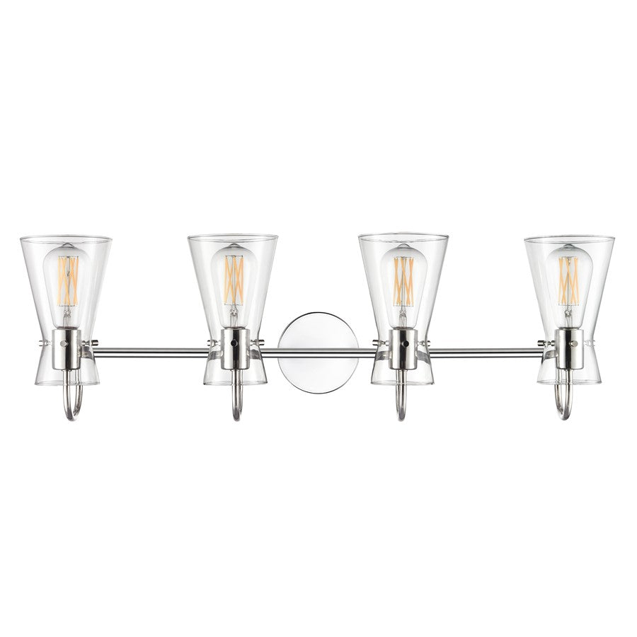 Millennium Lighting Camellia 4Lt 31" Vanity, Polished Nickel/Clear