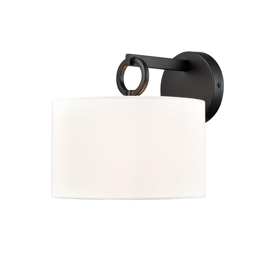 Millennium Lighting Braxstan 1Lt Wall Sconce, Black/Linen - 211001-MB