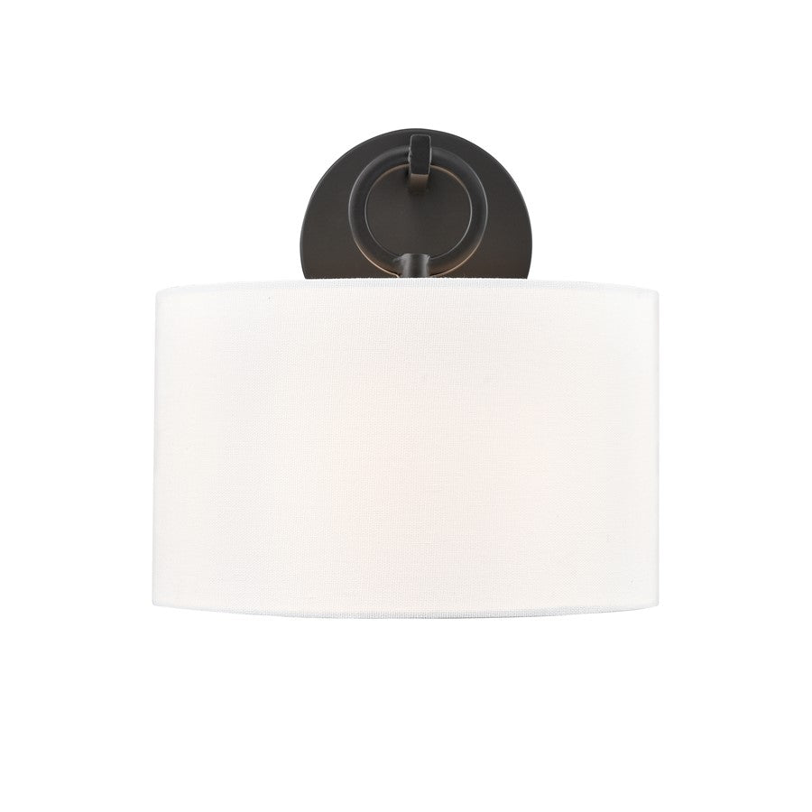 Millennium Lighting Braxstan 1Lt Wall Sconce, Black/Linen