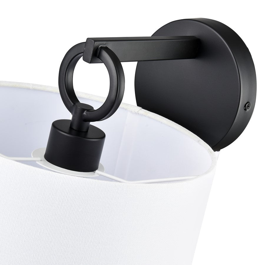 Millennium Lighting Braxstan 1Lt Wall Sconce, Black/Linen