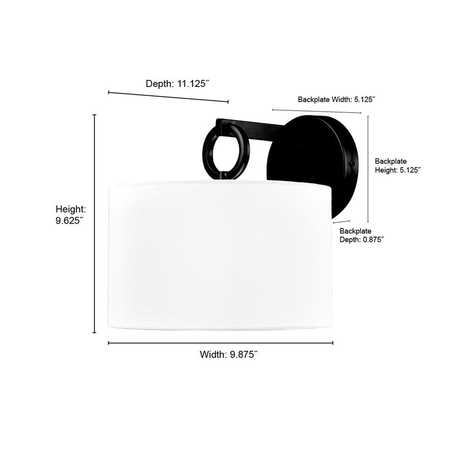 Millennium Lighting Braxstan 1Lt Wall Sconce, Black/Linen