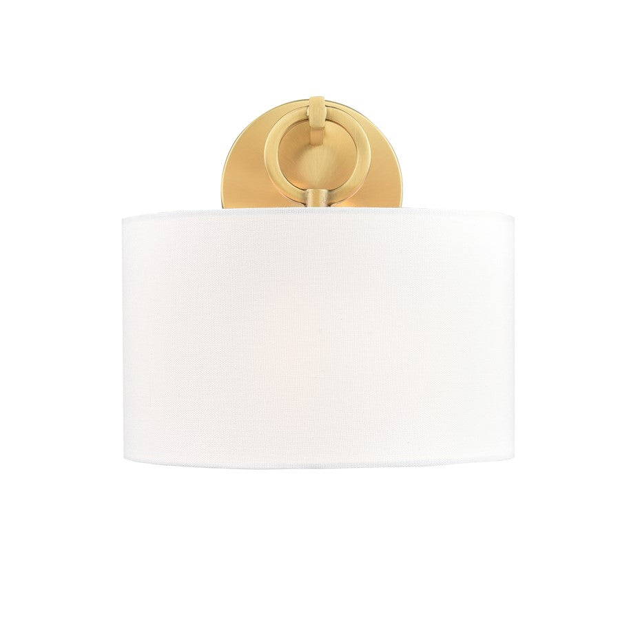 Millennium Lighting Braxstan 1Lt Wall Sconce, Vintage Brass/Linen