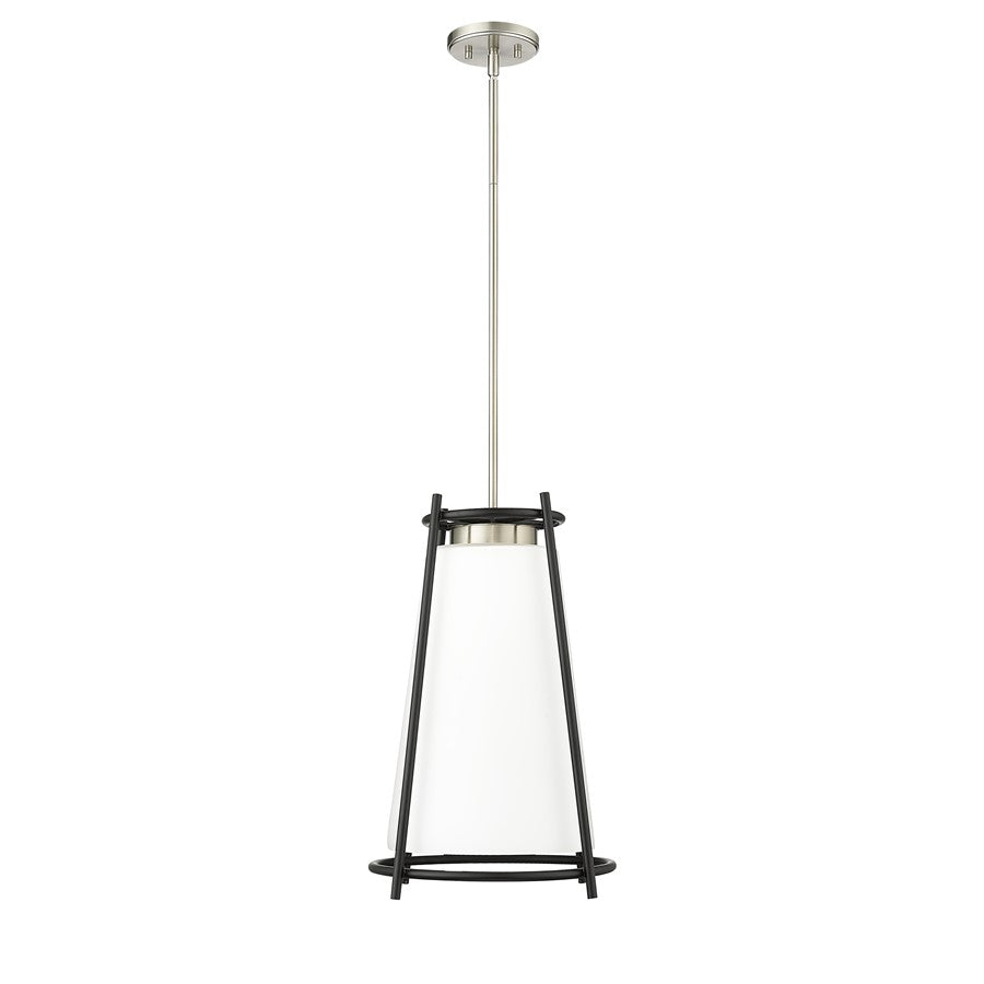 Millennium Milroe 1Lt Pendant, Nickel/Opal glass with Etched outside - 21101-BN
