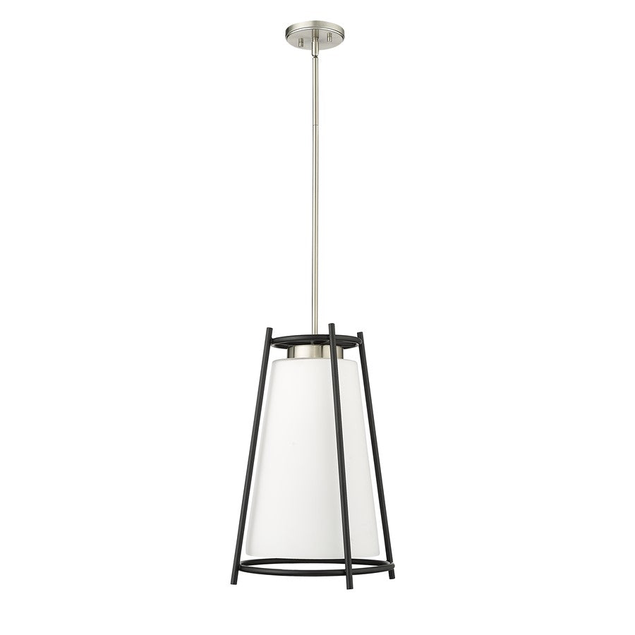 Millennium Milroe 1Lt Pendant, Nickel/Opal glass with Etched outside
