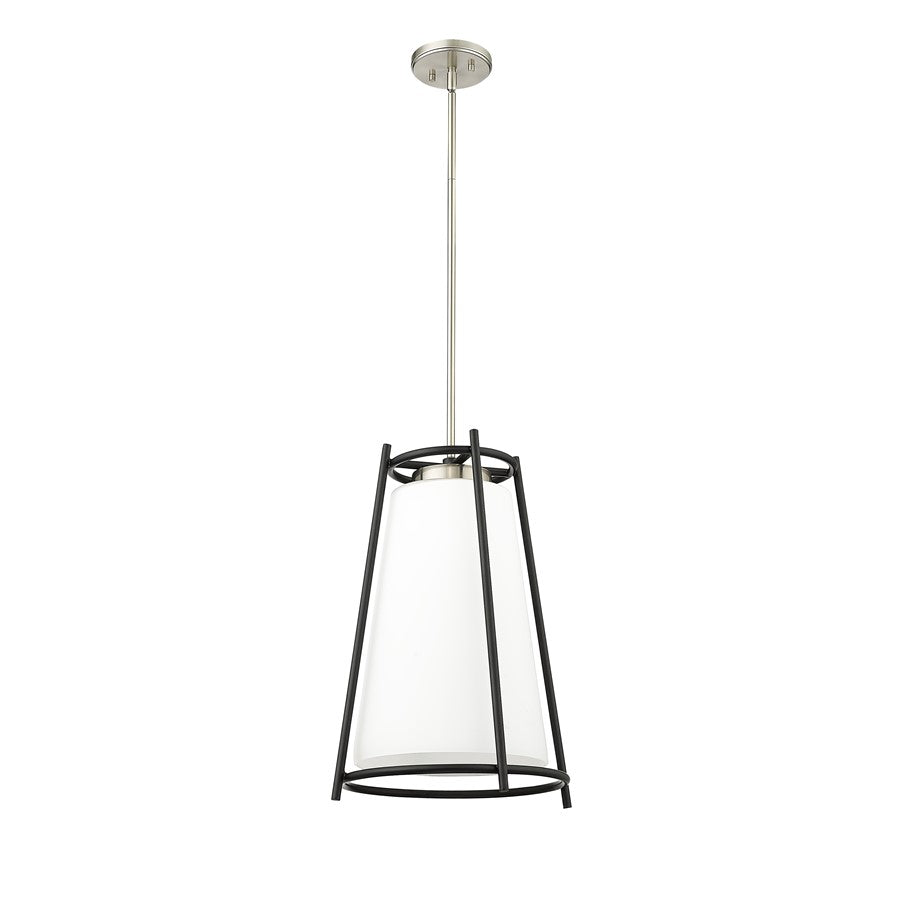 Millennium Milroe 1Lt Pendant, Nickel/Opal glass with Etched outside