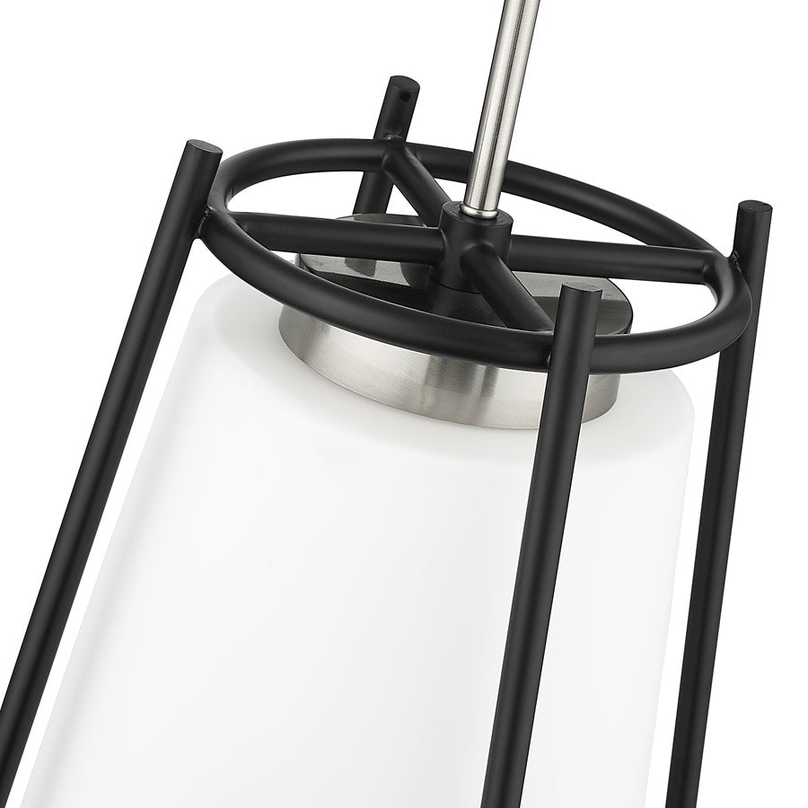Millennium Milroe 1Lt Pendant, Nickel/Opal glass with Etched outside
