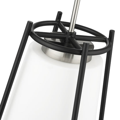 Millennium Milroe 1Lt Pendant, Nickel/Opal glass with Etched outside