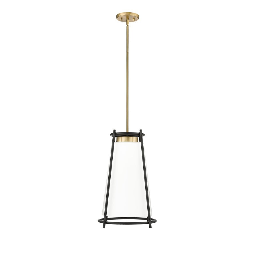 Millennium Milroe 1Lt Pendant, Brass/Opal glass with Etched outside - 21101-VB