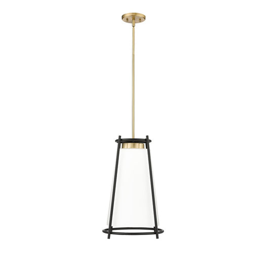 Millennium Milroe 1Lt Pendant, Brass/Opal glass with Etched outside - 21101-VB