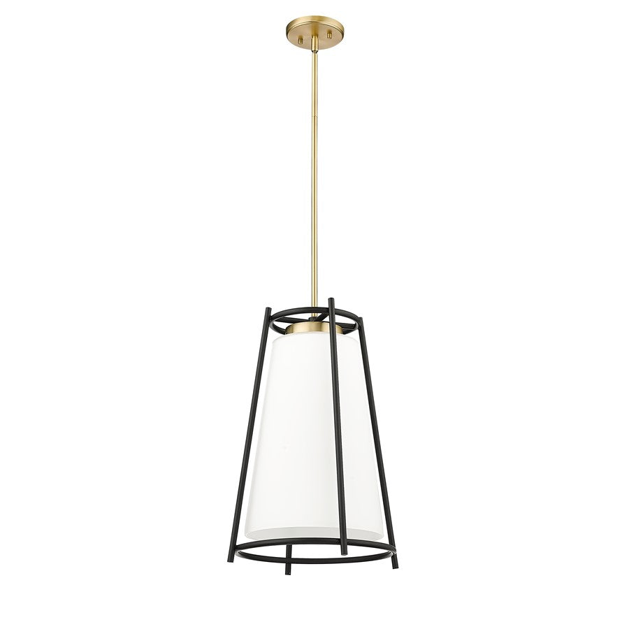Millennium Milroe 1Lt Pendant, Brass/Opal glass with Etched outside